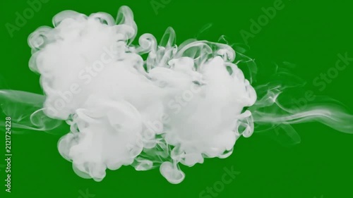 White smoke clouds expanding against green screen backdrop dynamic gaseous motion visual effects element with expanding swirling video white atmospheric compositing with translucent