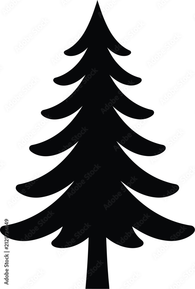 Obraz premium Simple black christmas tree vector illustration