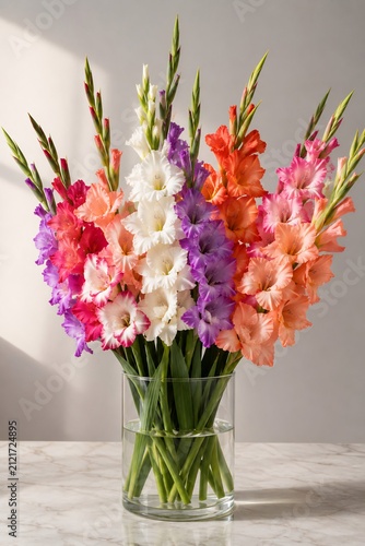 flowers in vase, gladioli