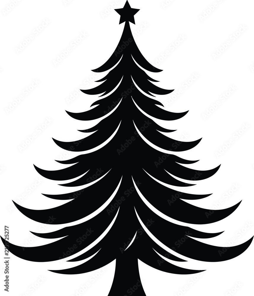 Obraz premium Simple christmas tree illustration with star topper