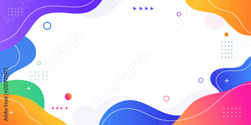 Abstract Colorful Fluid Gradient Background with Modern Geometric Elements and White Copy Space
