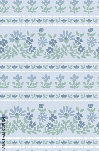 Boho Floral repeat pattern, Block print, stripe flower,Flower border print, floral vector file, global print, seamless floral