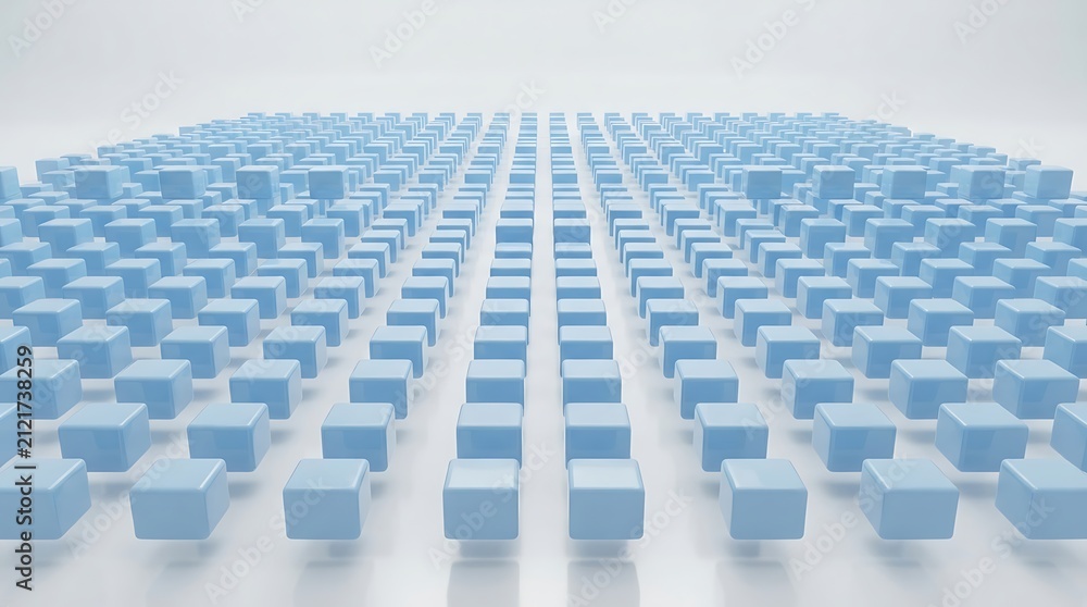 Obraz premium Blue cubes arranged like a city skyline. Abstract 3D blocks representing urban development.
