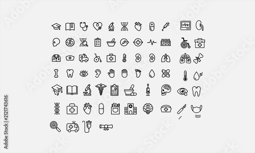 Medical Education icon set. including medicine, college, student vector illustration