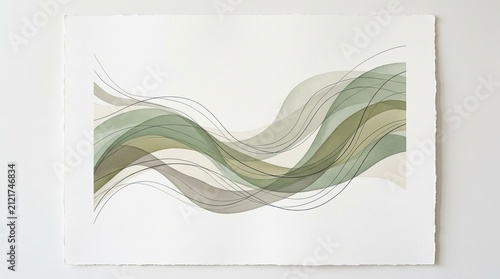 Abstract watercolor wave painting on textured paper.