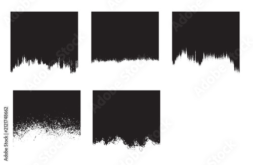 Black Grunge Border Frame Set Isolated on White Background Vector