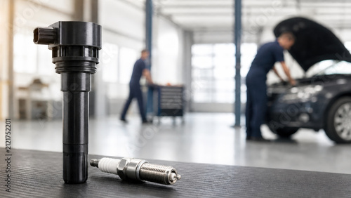 Ignition Coil and Spark Plug Service for Reliable Engine Performance with Copy Space