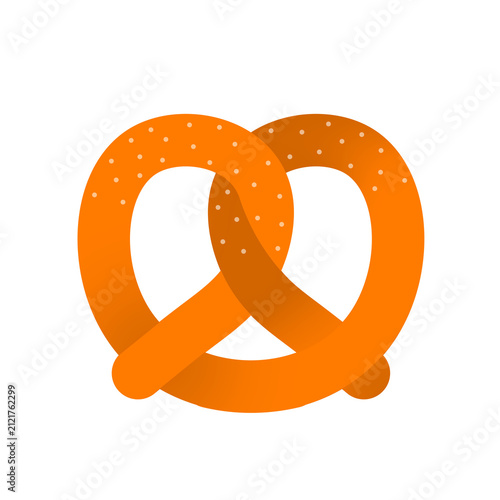 orange cute pretzel icon flat design