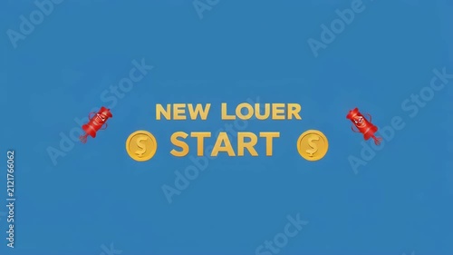Celebratory Rocket launches with gold coins and text during a vibrant blue sky background
