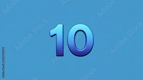 Countdown numbers animating from blue background with selective focus and soft light