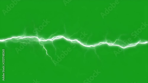 Electric lightning crackling across a green screen background with copy space for visual effects