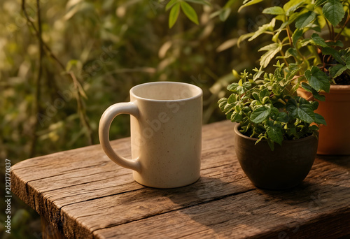 Empty ceramic coffee mug an...