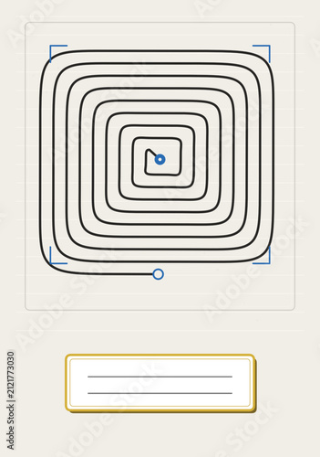 Rectangular Focus Unicursal Labyrinth Notebook Cover Vector