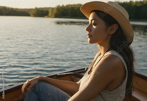 Young woman in a straw hat ...