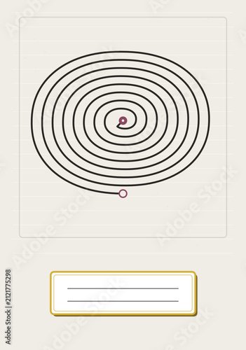 Horizontal Oval Spiral Unicursal Labyrinth Journal Cover Vector