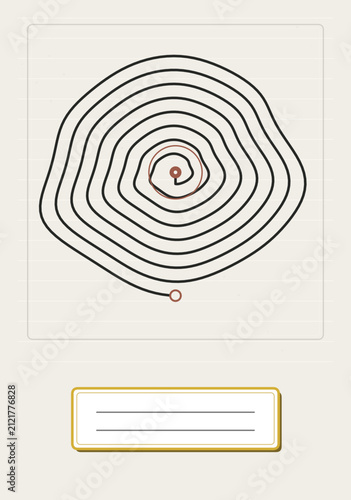Organic Oval Unicursal Labyrinth Journal Cover Vector
