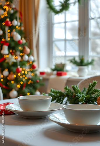 Christmas holiday table set...