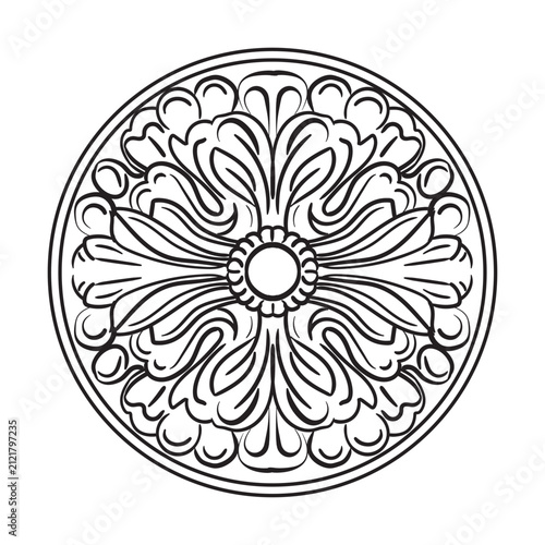 Foto Baroque round design element hand drawing ornament illustration