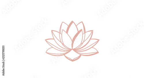 Elegant lotus flower illustration in a delicate rose gold color on white background