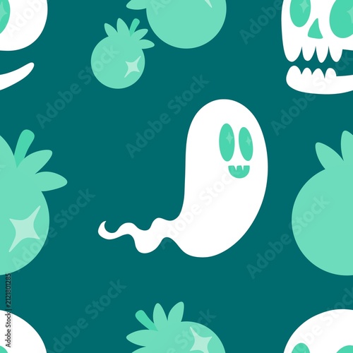Halloween ghost seamless cute cartoon pattern for wrapping paper and fabrics and kids clothes print and packaging