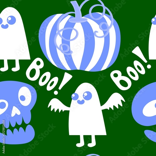 Halloween ghost seamless cute cartoon pattern for wrapping paper and fabrics and kids clothes print and packaging