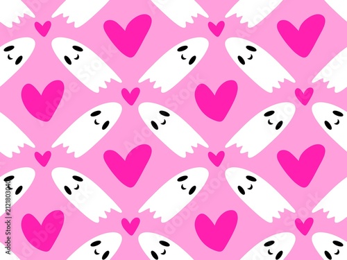 Halloween ghost seamless cute cartoon pattern for wrapping paper and fabrics and kids clothes print and packaging