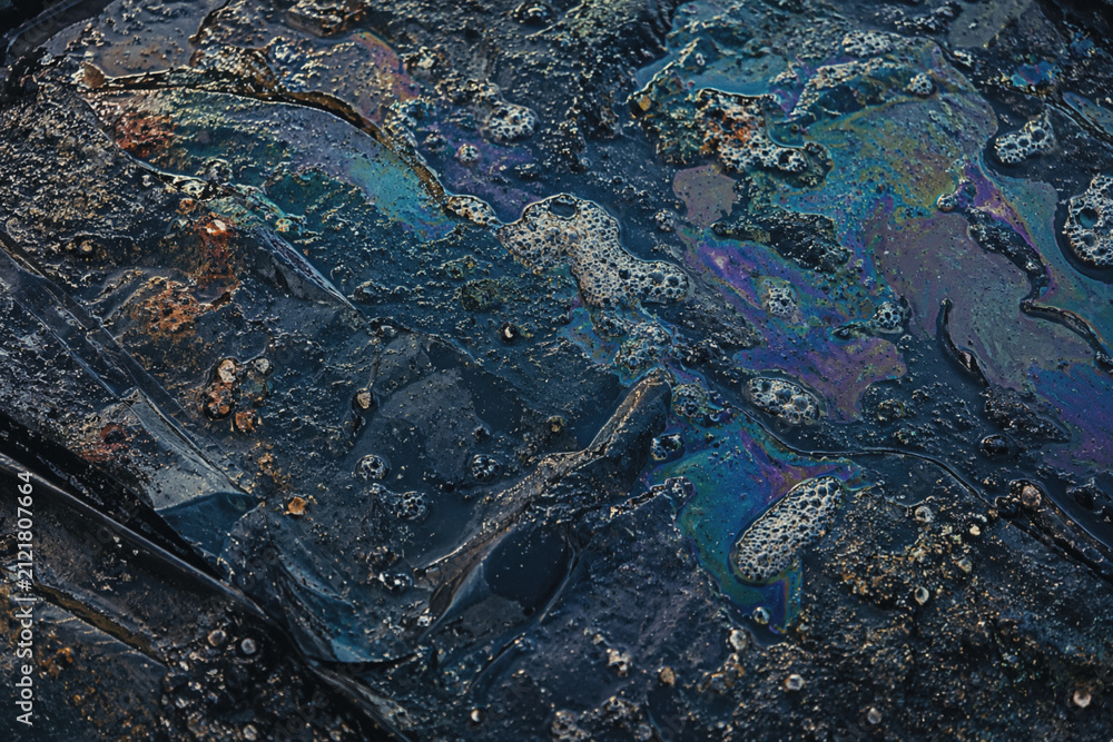 Fototapeta premium Iridescent Oil Slick for Pollution Cleanup Awareness