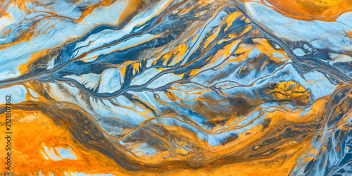 Aerial abstract of mineral patterns in Rio Tinto mine
