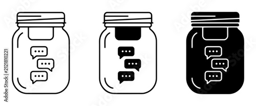 Communication Jar Icons, Message Bubbles, Social Media Chat Symbols, Vector Graphics for Digital Messaging and Online Conversation Concepts