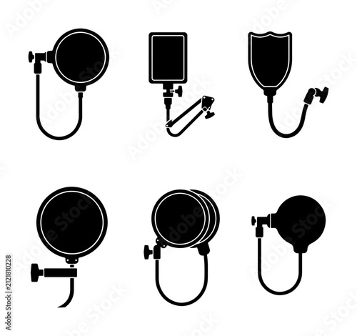 Medical Infusion Bag Icons, IV Drip Set Silhouettes, Healthcare Equipment Vector Graphics, Hospital Fluid Delivery Symbols