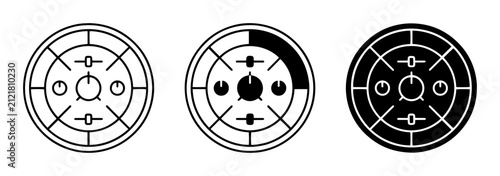 Circular Control Panel Icons, Dial Gauges, and Settings Interface Elements, Vector Set for UI Design and Technology Concepts