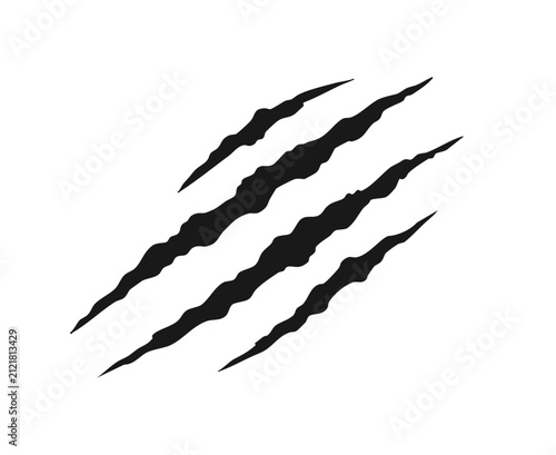 Vector illustration of claw scratches isolated on a white background, depicting sharp animal claw marks and torn scratch