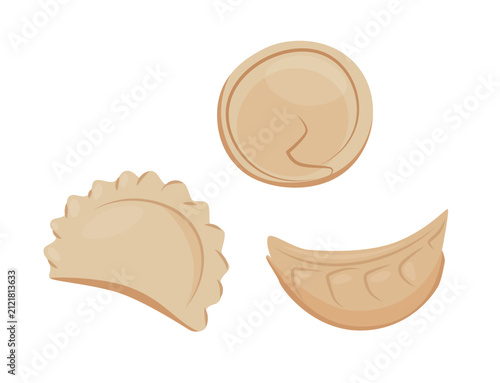 Chinese dumpling color simple vector icon illustration, featuring a traditional Asian food symbol in a flat modern style