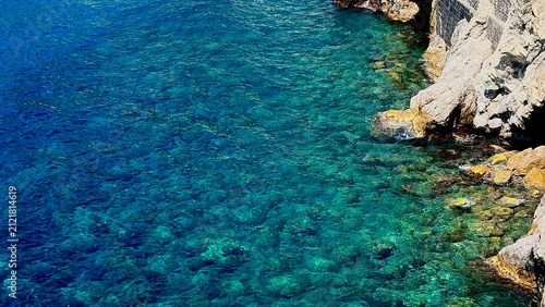 Canvas Print blue sea and rocks