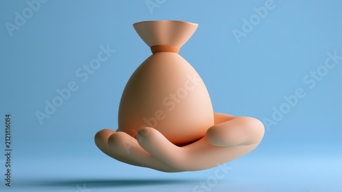 3D Illustration of a Cartoon Hand Holding a Money Bag for Finance and Investment Concept