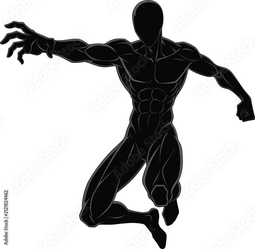 Muscular Male Figure Silhouette Isolated
