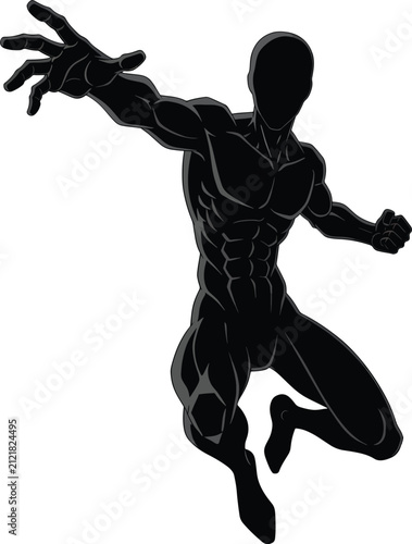 Muscular Male Figure Silhouette Isolated
