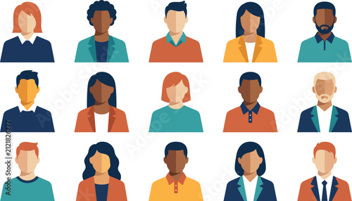 Bild auf Leinwand A diverse collection of flat vector avatar icons representing various people wit