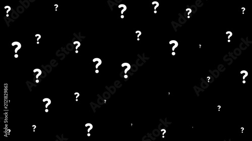 Floating question marks background, animation, abstract concept, of uncertainty and, faq, minimalist black, and white motion, for business presentations