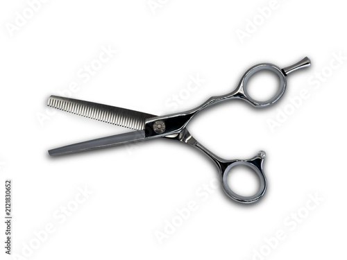 Thinning scissors isolated on white background