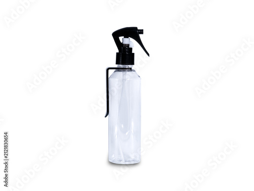 Empty spray bottle isolated on white background
