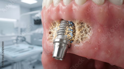 Medical illustration of dental implant