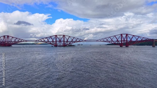 View Of The Red Forth Bridge Spanning The Firth Of Forth Near Edinburgh, Scotland