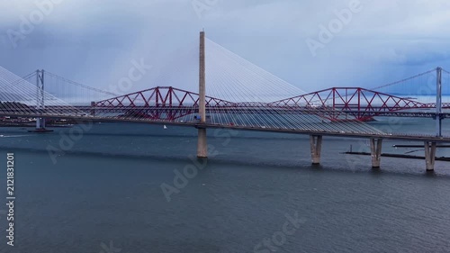 View Of The Red Forth Bridge Spanning The Firth Of Forth Near Edinburgh, Scotland