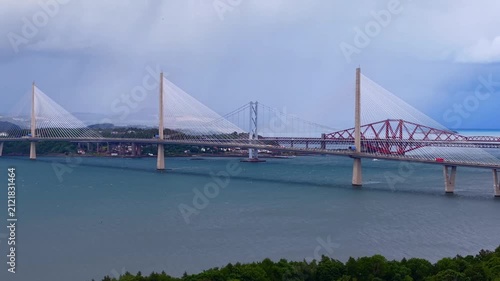 View Of The Red Forth Bridge Spanning The Firth Of Forth Near Edinburgh, Scotland