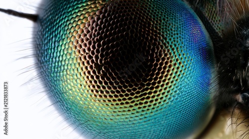 Extreme Macro Close-up of an Insect's Iridescent Compound Eye