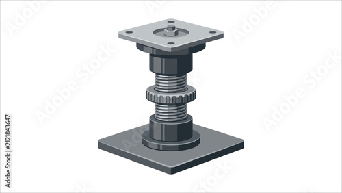 Metal raised floor pedestal support jack isolated on white background