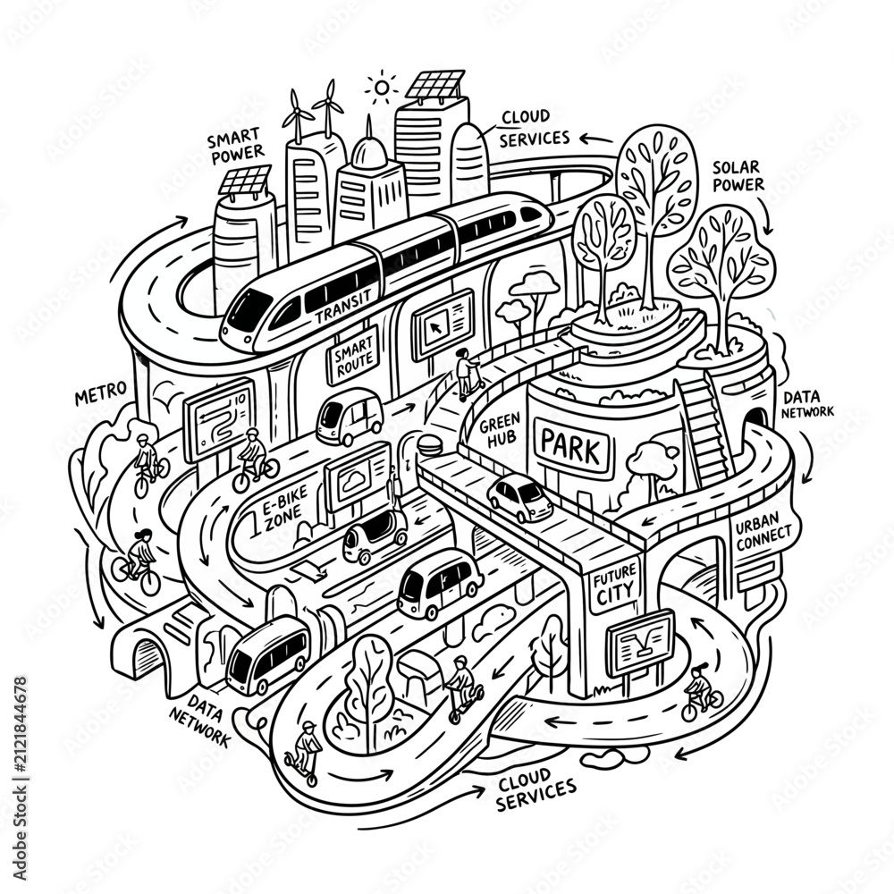 Obraz premium Smart City Infrastructure Concept Illustration