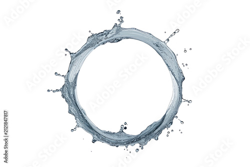 Blue water splash forming a circular frame