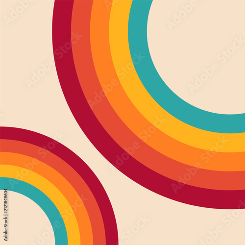 Abstract Rainbow Arc Patterns on Beige Background